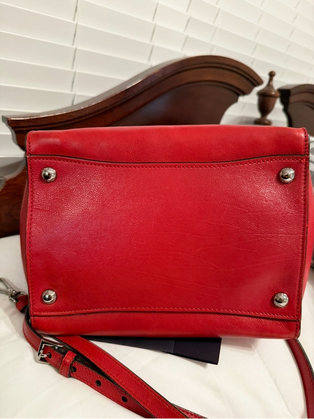 SALE Prada RARE AUTH LIKE NEWGlacé Calfskin Leather Twin Pocket Double HandleTo - Picture 5 of 16